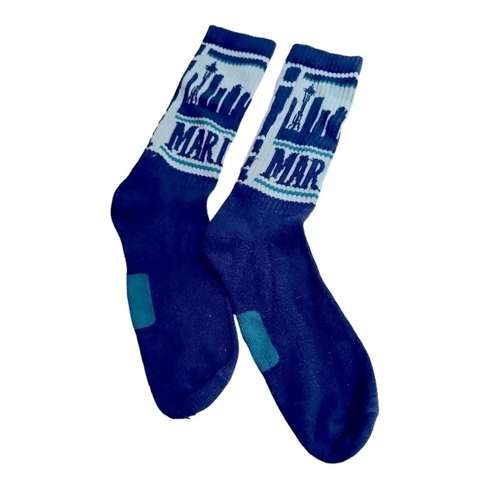 Seattle Mariners Blue Grey Socks Unisex Baseball Safeco Field Vintage